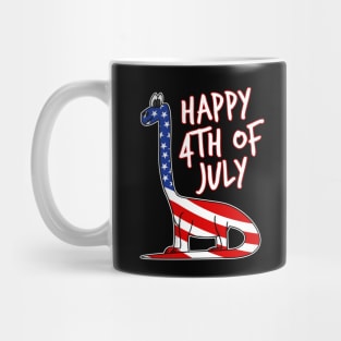 Happy 4th July Dinosaur American Flag Diplodocus Funny Mug